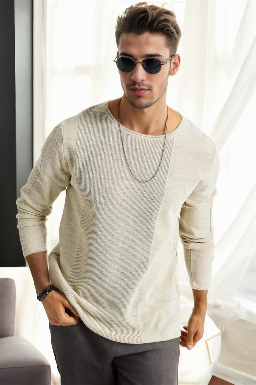 60226 Dewberry Knitwear Menswear Sweater-BEJ