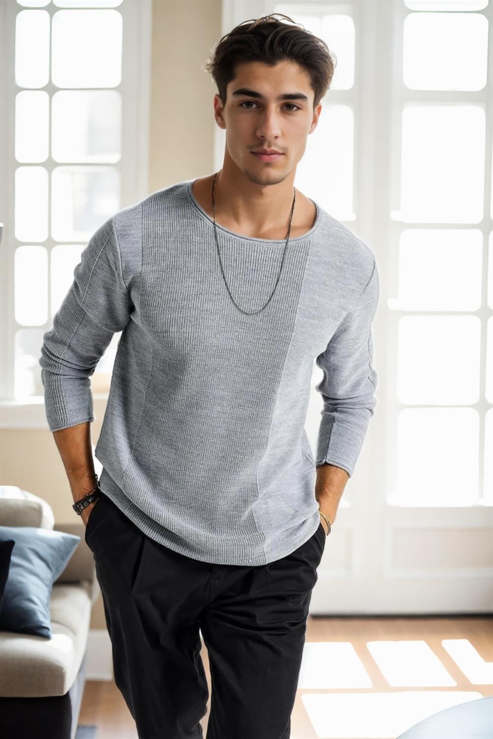 60226 Dewberry Knitwear Menswear Sweater-GRİ