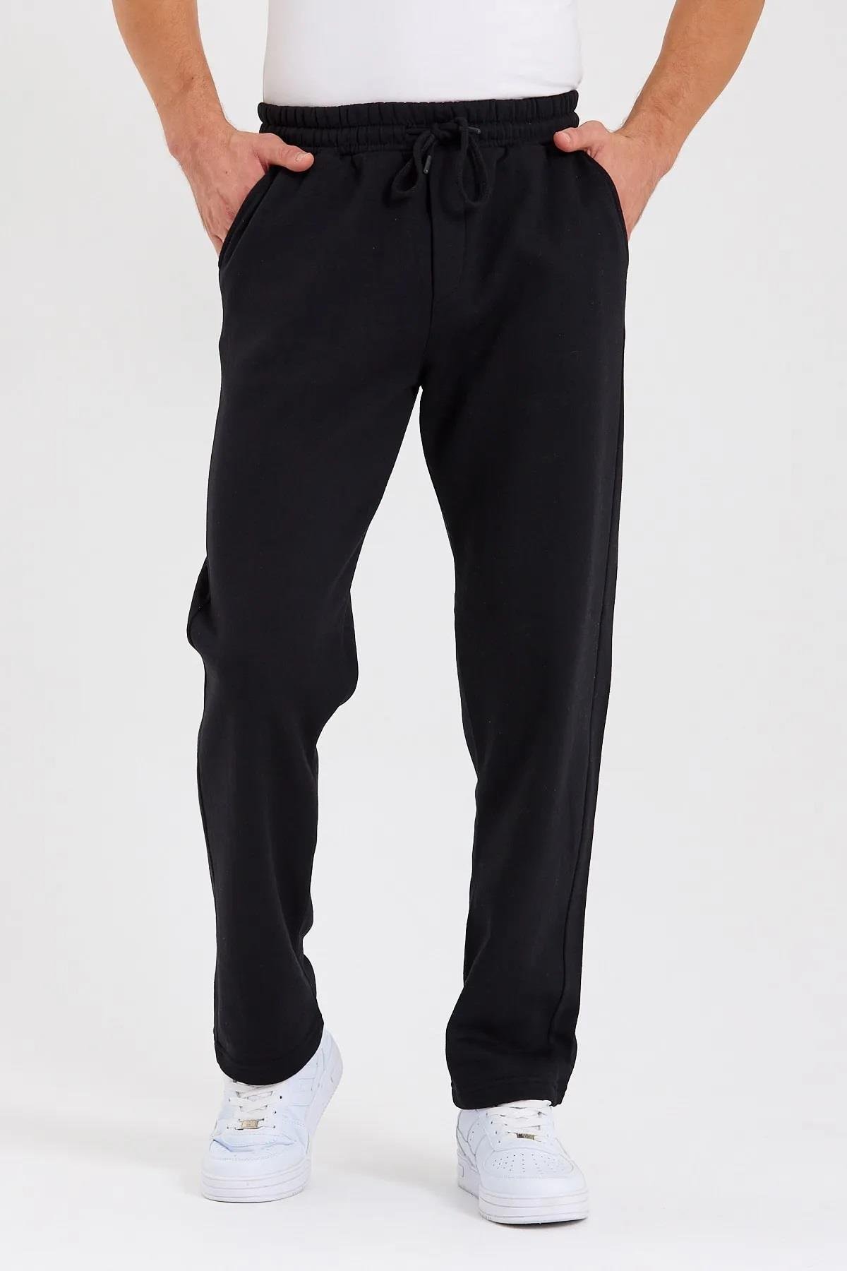62819 Dewberry Straight Leg Back Pocket Detailed Sweatpants-SİYAH