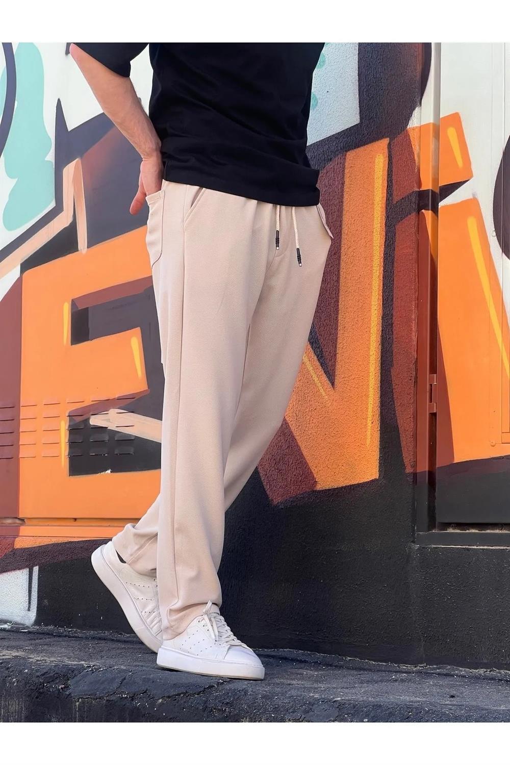 63521 Dewberry Elastic Waist Mens Baggy Pants-TAŞ