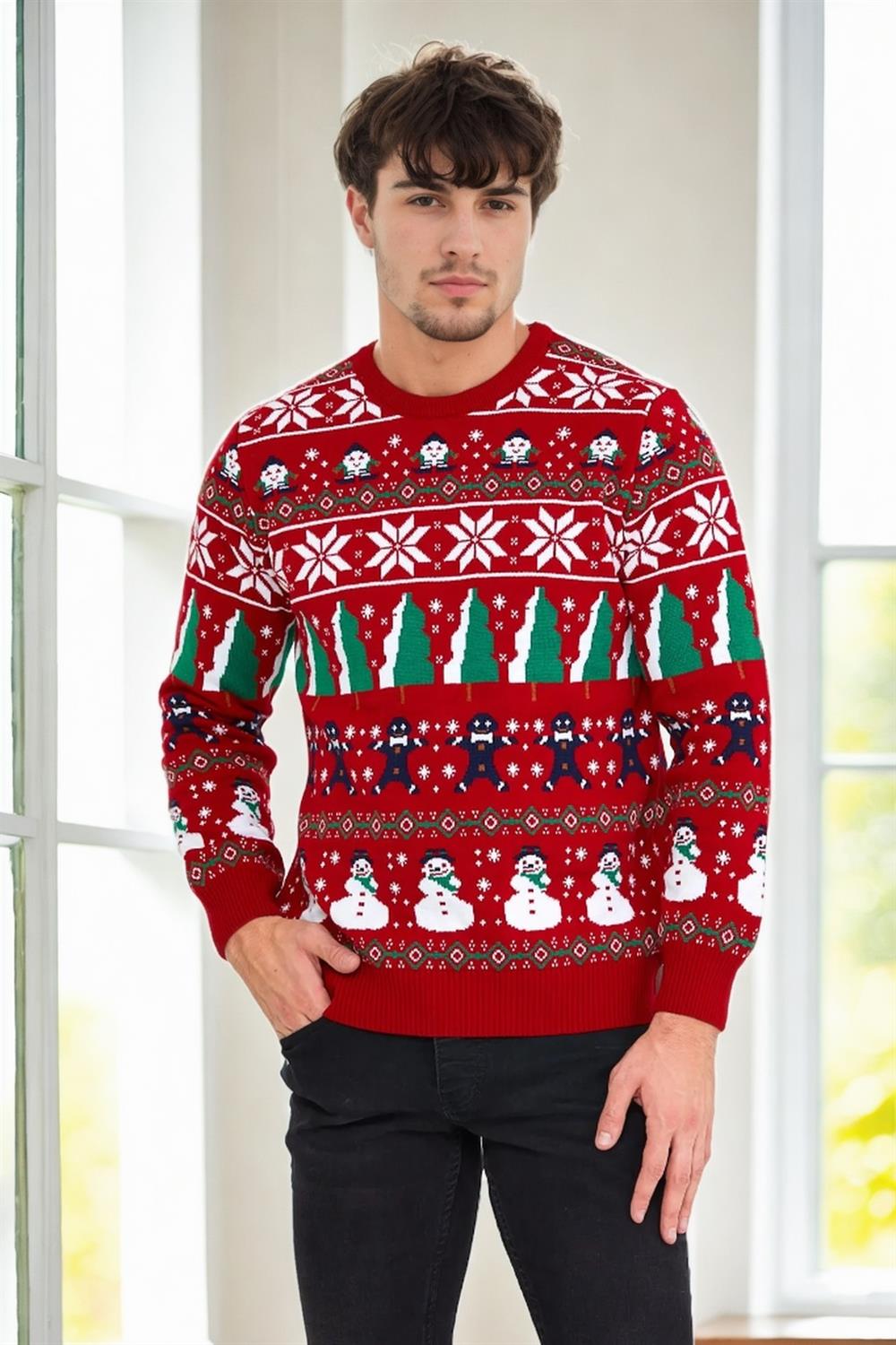 82363 Dewberry Christmas Mens Sweater-KIRMIZI