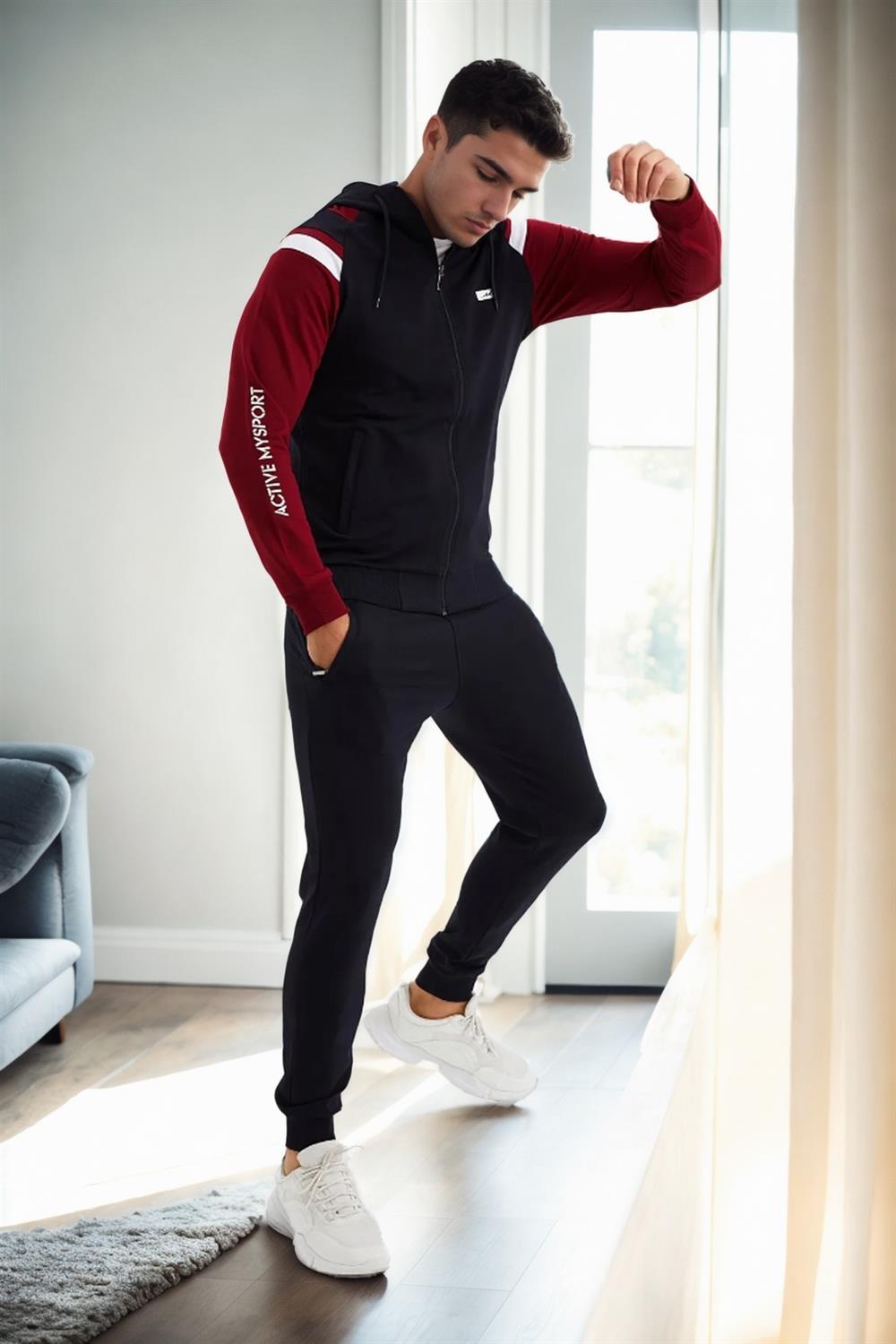 82501 Dewberry Mens Tracksuit Set-LACİVERT