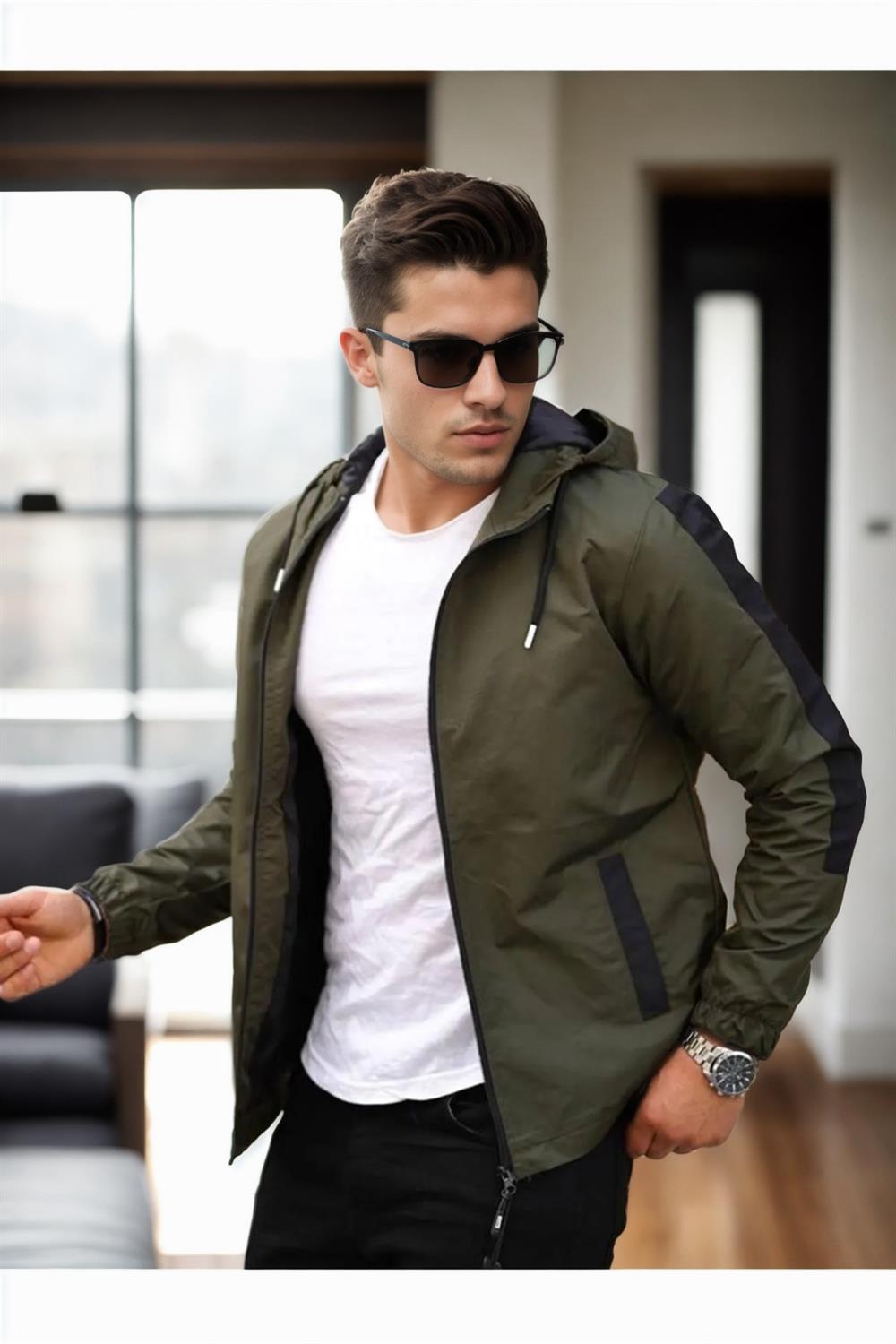 84690 Dewberry Seasonal Mens Jacket-HAKİ-SİYAH