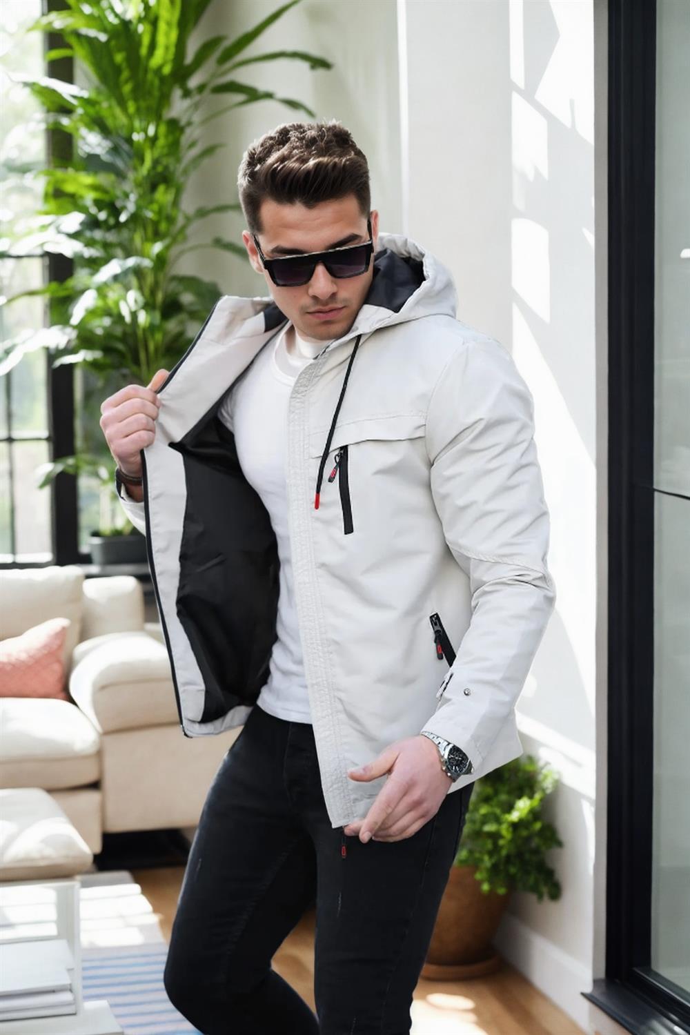 86622 Dewberry Hooded Mens Seasonal Jacket-BEJ