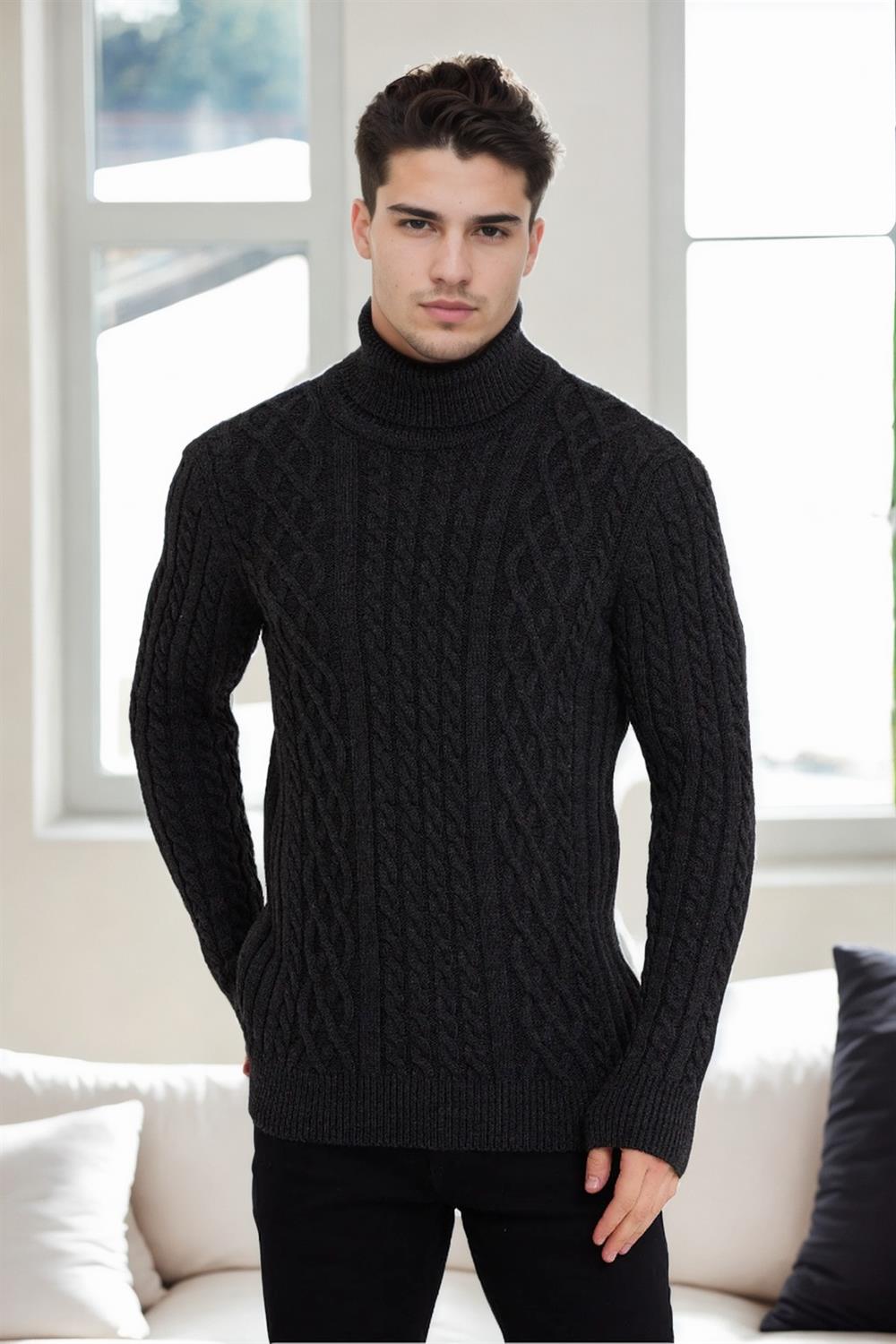 87325 Dewberry Mens Knitted Patterned Sweater-FÜME
