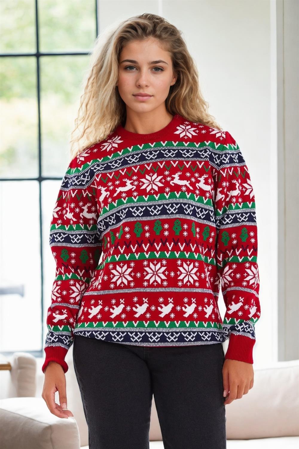 88147 Dewberry Christmas Womens Sweater-KIRMIZI