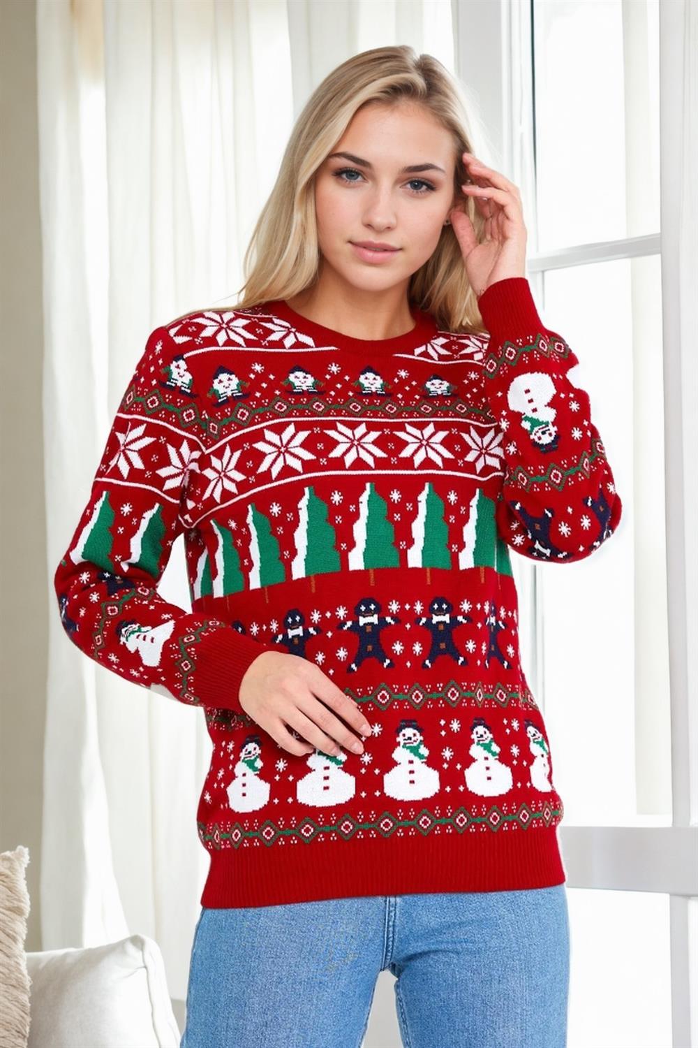 88147 Dewberry Christmas Womens Sweater-KIRMIZI-1