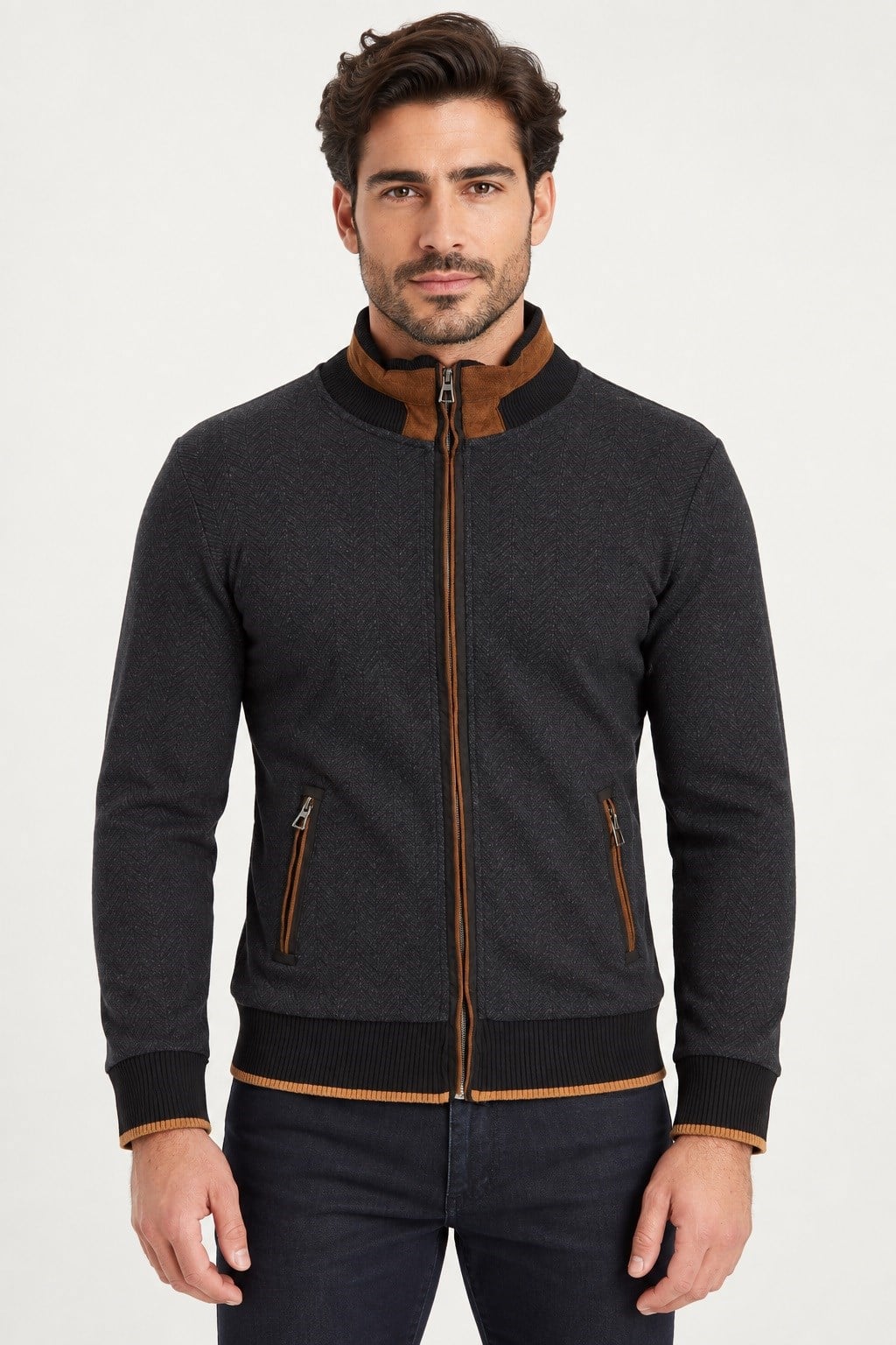 9021 DEWBERRY ERKEK SWEATSHIRT-BALIKSIRTI ANTRASİT-2