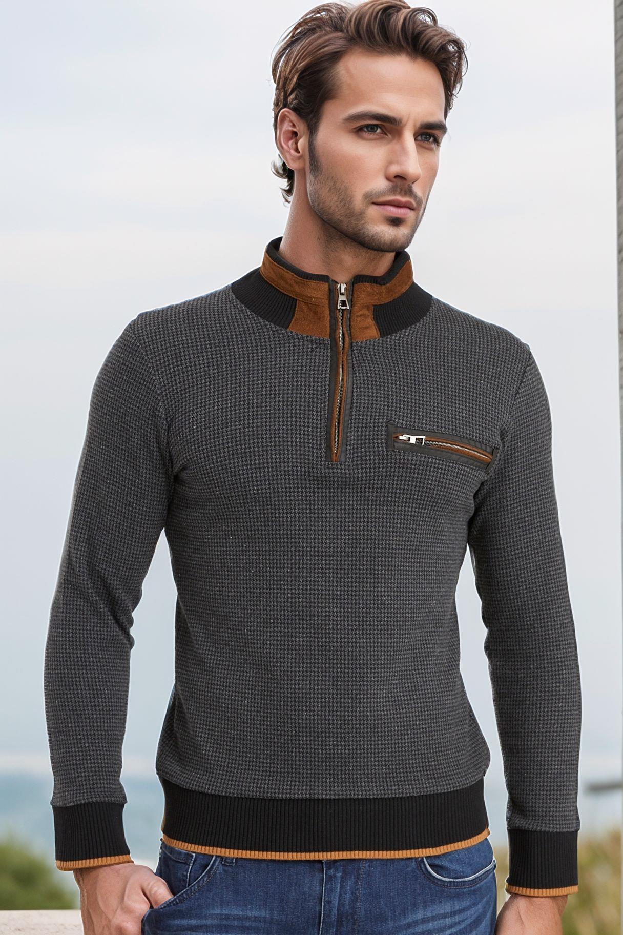9039 DEWBERRY ERKEK SWEATSHIRT-ANTRASİT