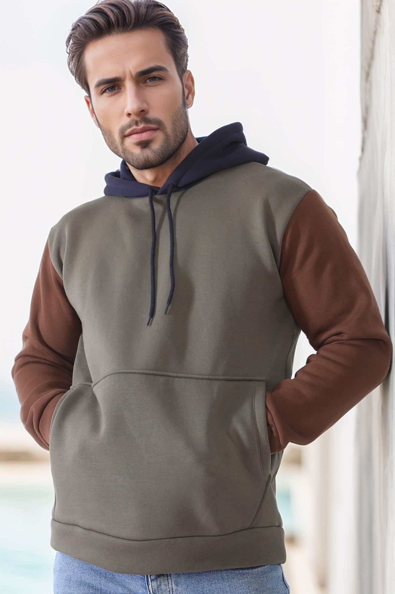 9040 DEWBERRY ERKEK SWEATSHIRT-HAKİ