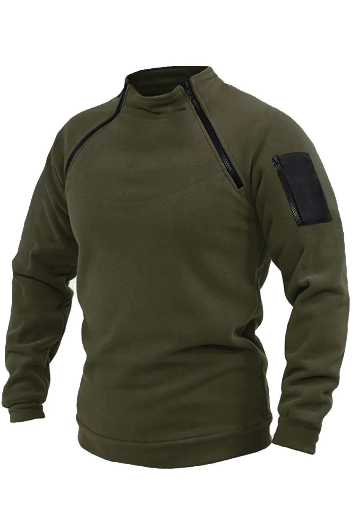 90777 Dewberry Mens Fleece with Arm Pocket-KOYU HAKİ