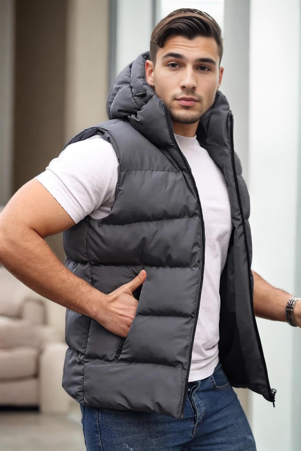 98149 Dewberry Hooded Mens Vest-ANTRASİT