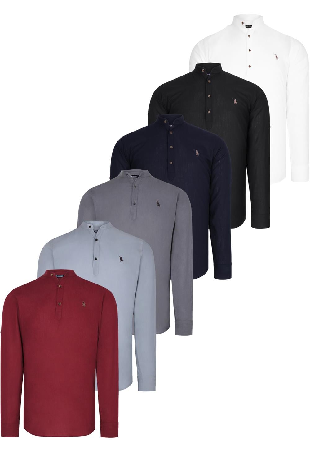 ALTILI SET G783 DEWBERRY HAKİM YAKA GÖMLEK-SİYAH-LACİVERT-ANTRASİT-GRİ-BORDO-HAKİ