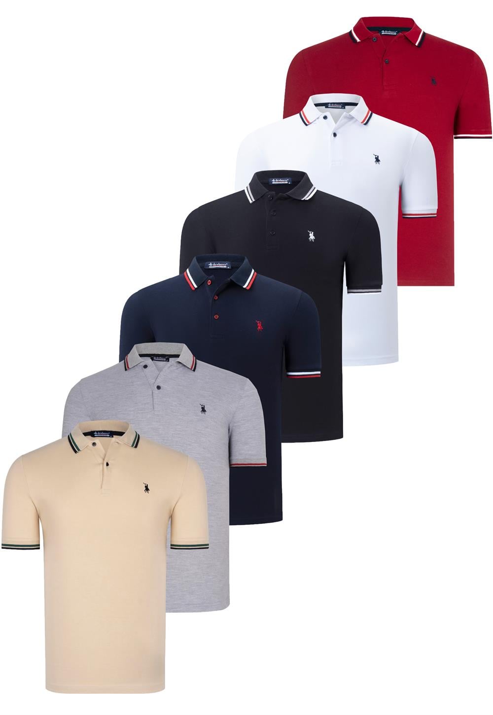 ALTILI SET T8594 DEWBERRY ERKEK T-SHIRT-SİYAH-BEYAZ-LACİVERT-GRİ-BEJ-BORDO