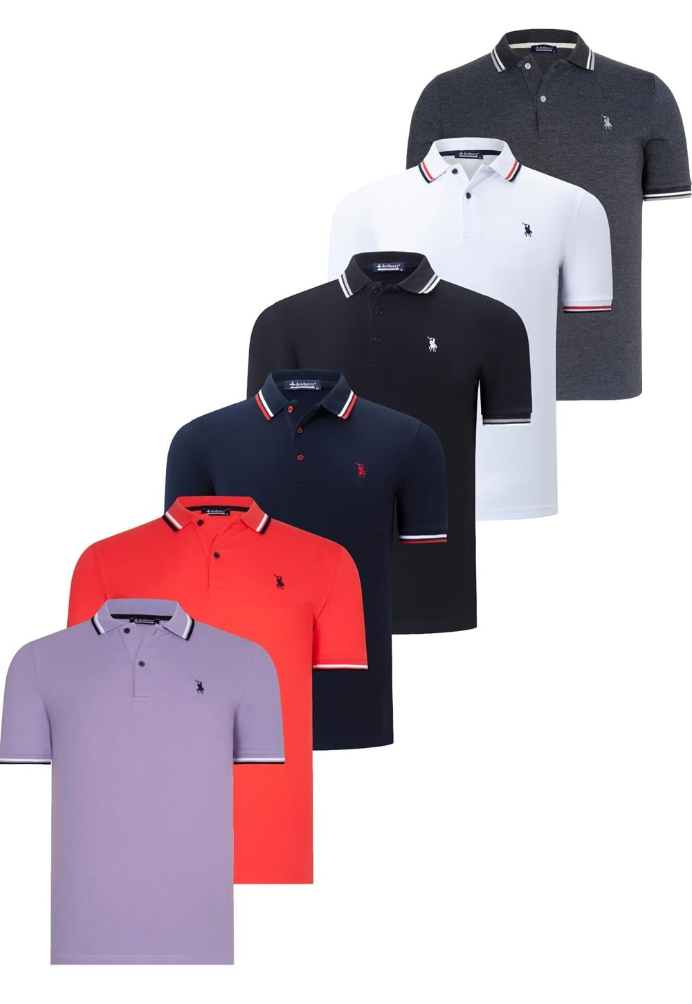 ALTILI SET T8594 DEWBERRY ERKEK T-SHIRT-SİYAH-BEYAZ-LACİVERT-ANTRASİT-NAR-LİLA