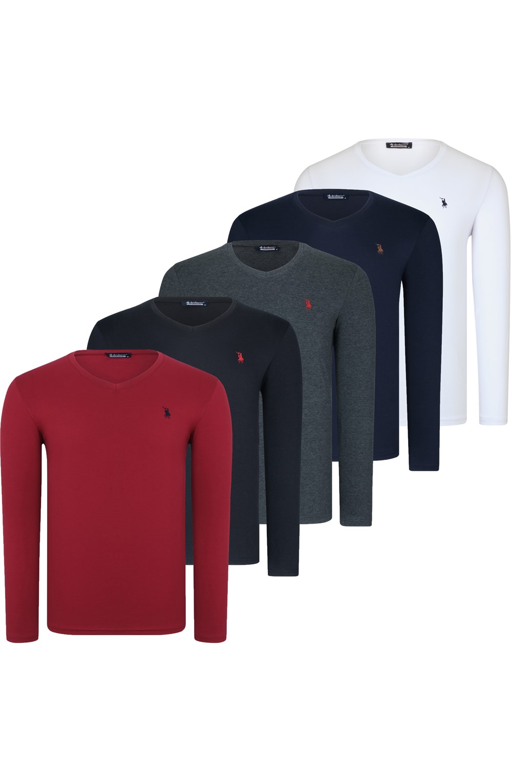 BEŞLİ SET T8587 DEWBERRY V YAKA ERKEK SWEATSHIRT-SİYAH-LACİVERT-BEYAZ-BORDO-ANTRASİT