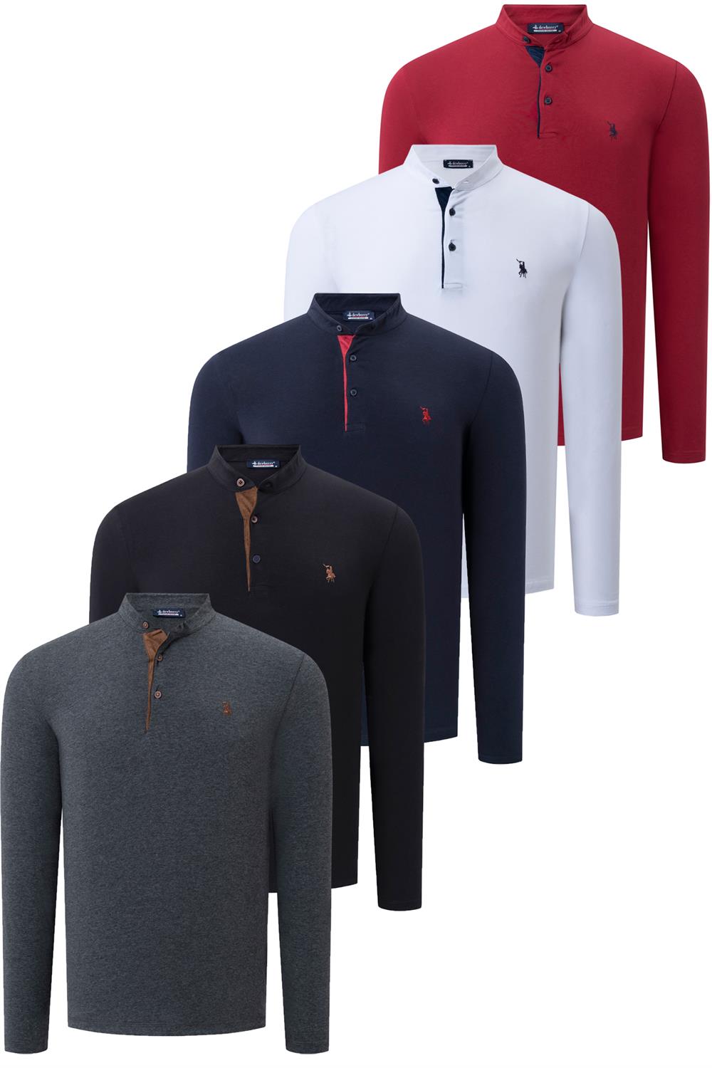BEŞLİ SET V4009 DEWBERRY ERKEK SWEATSHIRT-SİYAH-LACİVERT-BEYAZ-BORDO-ANTRASİT
