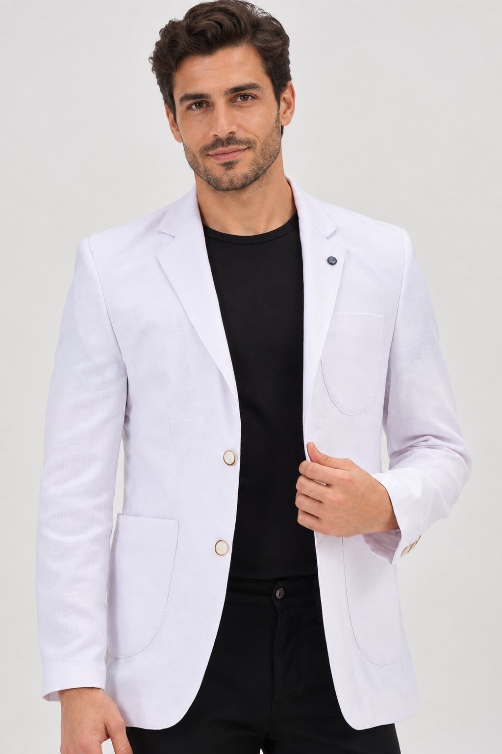 C5059 DEWBERRY ERKEK CEKET-BEYAZ OPTİK