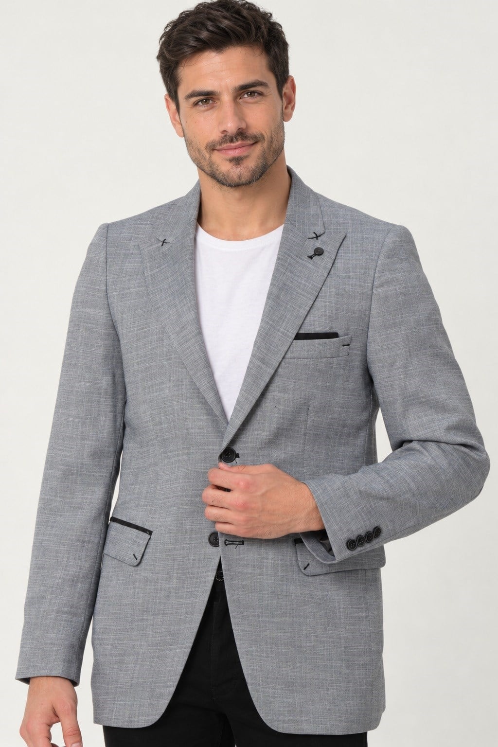 C8058 DEWBERRY ERKEK CEKET-DÜZ GRİ