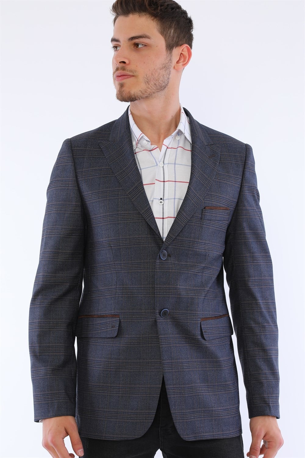 C9055 DEWBERRY ERKEK CEKET-LACİVERT- KAHVE