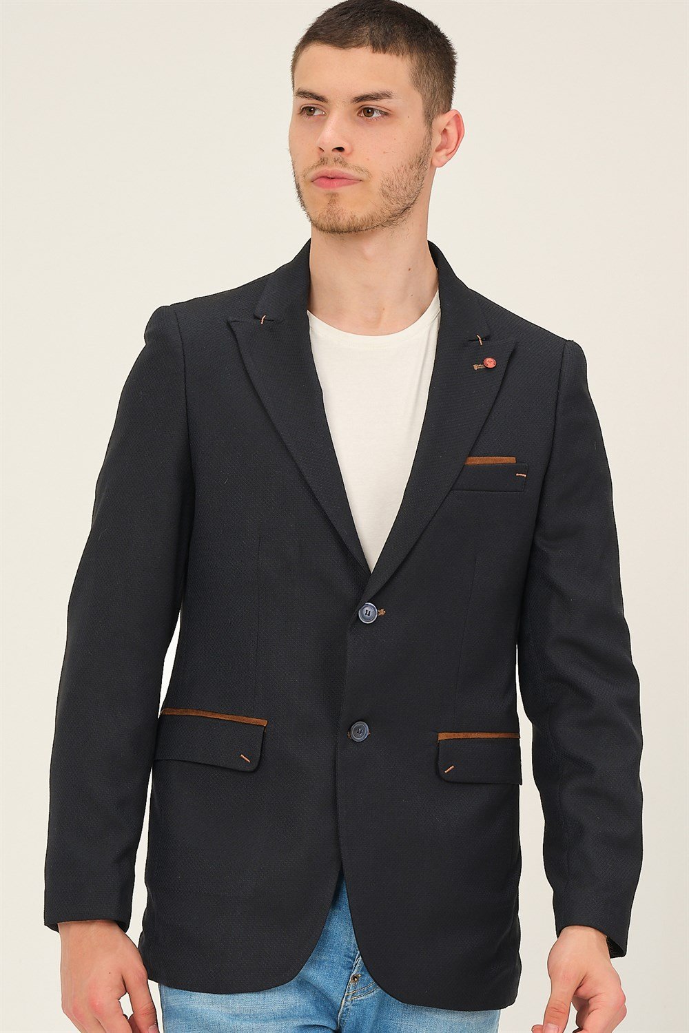 C9058 DEWBERRY ERKEK CEKET-DESENLİ LACİVERT