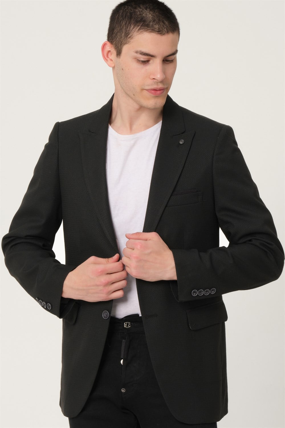 C9058 DEWBERRY ERKEK CEKET-SİYAH