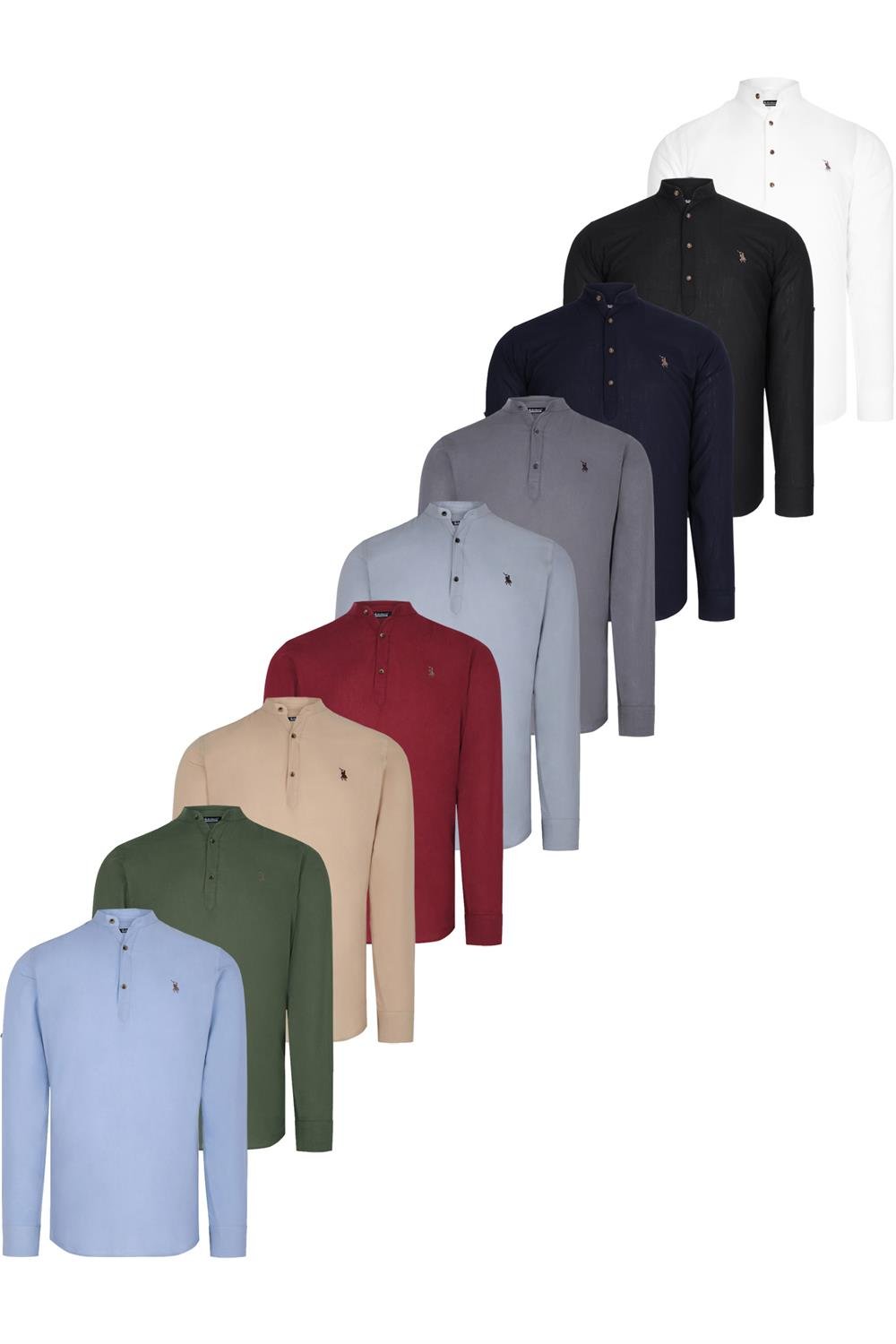 DOKUZLU SET G783 DEWBERRY HAKİM YAKA GÖMLEK-SİYAH-BEYAZ-LACİVERT-BORDO-MAVİ-HAKİ-BEJ-ANTRASİT-GRİ