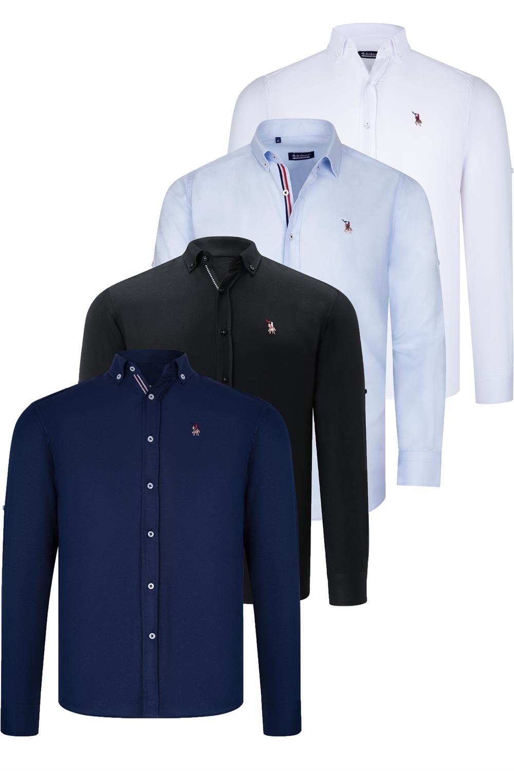 DÖRTLÜ SET G674 DEWBERRY ERKEK GÖMLEK-SİYAH-BEYAZ-LACİVERT-AÇIK MAVİ