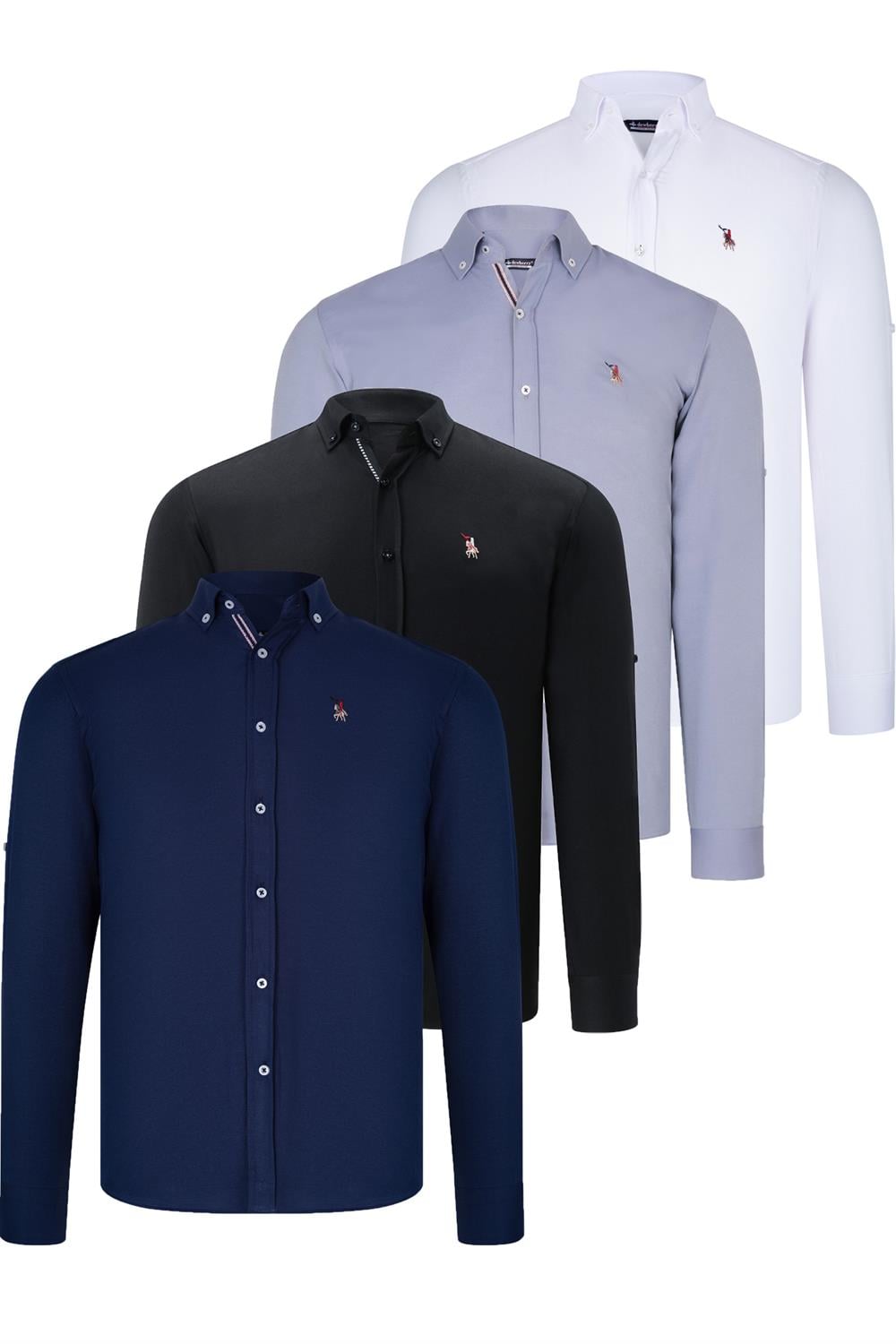 DÖRTLÜ SET G674 DEWBERRY ERKEK GÖMLEK-SİYAH-BEYAZ-LACİVERT-GRİ