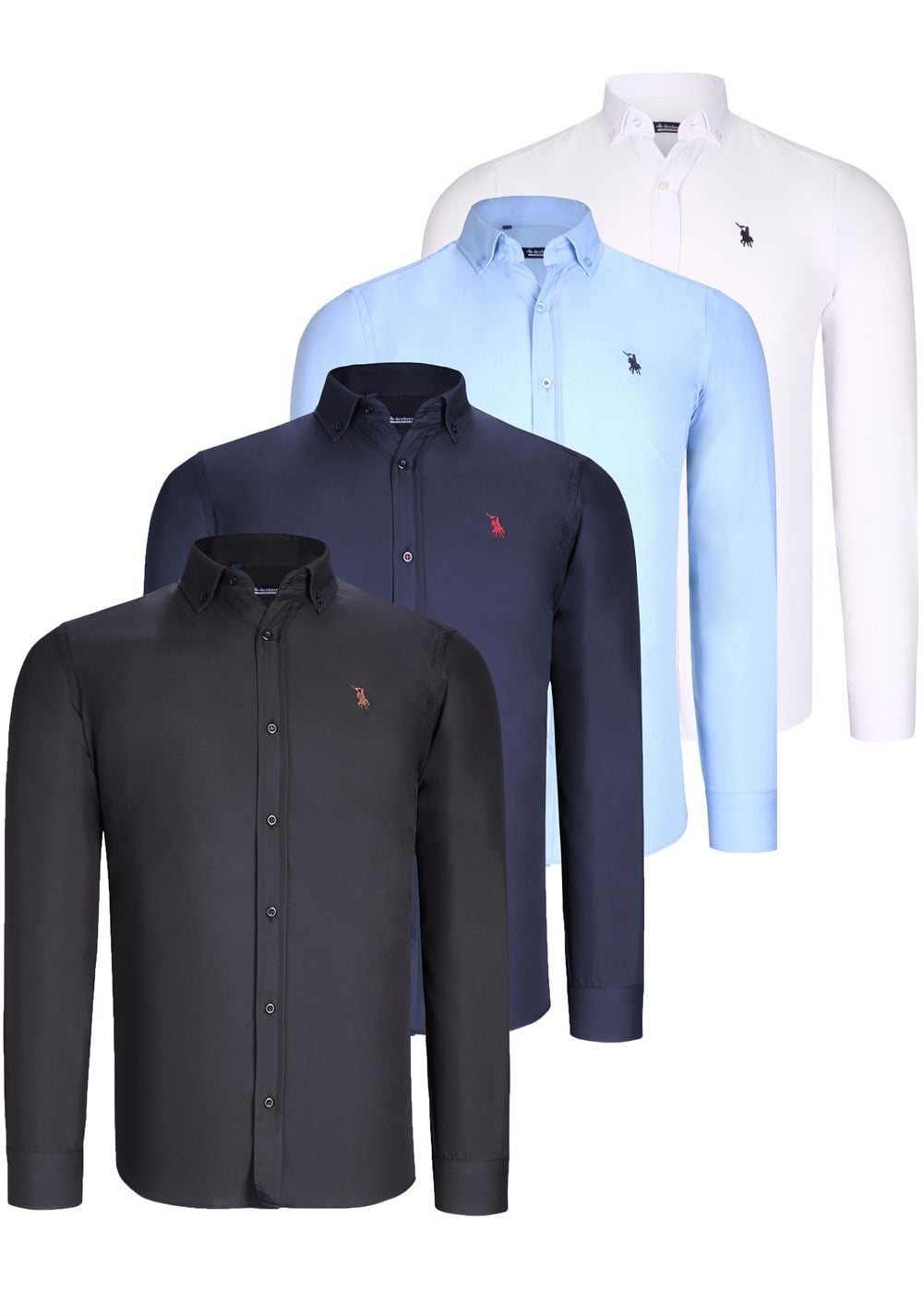 DÖRTLÜ SET G725 DEWBERRY ERKEK GÖMLEK-SİYAH-BEYAZ-LACİVERT-MAVİ