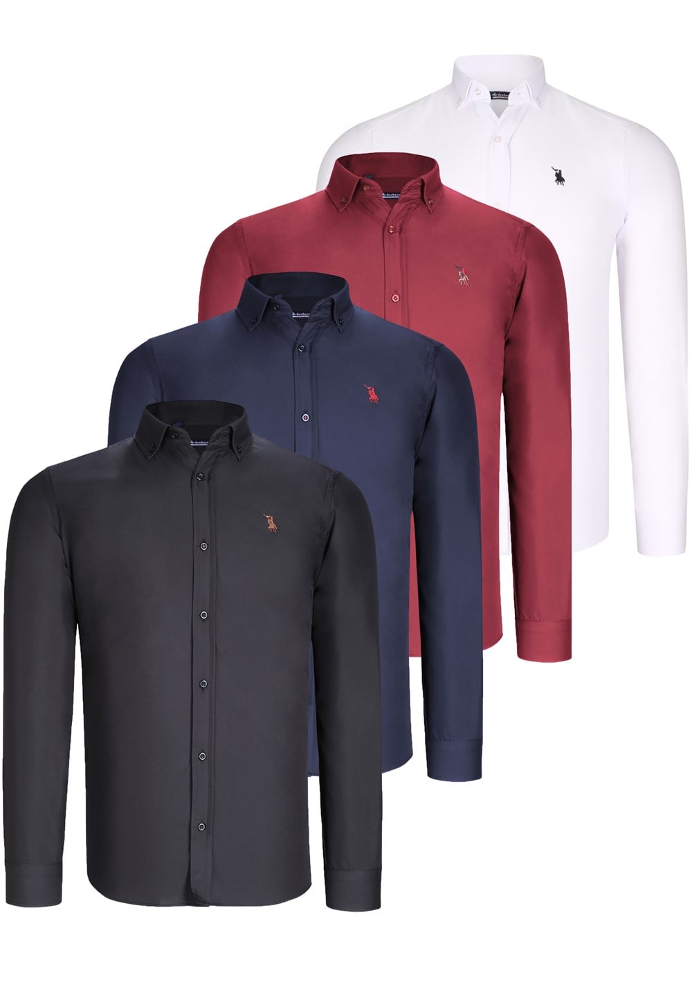 DÖRTLÜ SET G725 DEWBERRY ERKEK GÖMLEK-SİYAH-BEYAZ-LACİVERT-BORDO