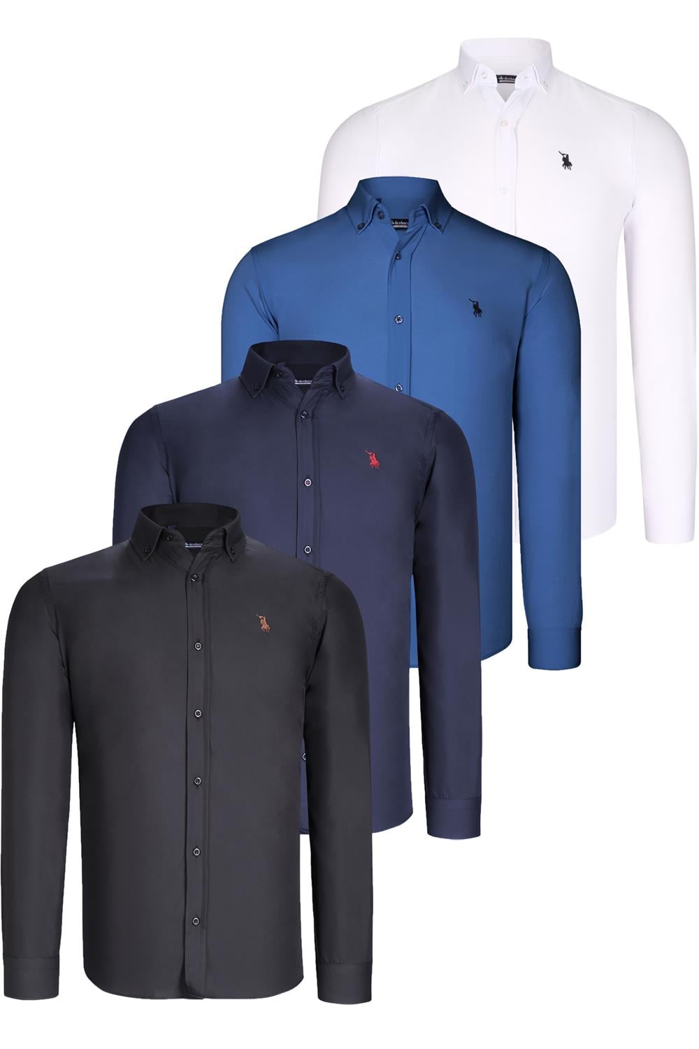 DÖRTLÜ SET G725 DEWBERRY ERKEK GÖMLEK-SİYAH-BEYAZ-LACİVERT-İNDİGO