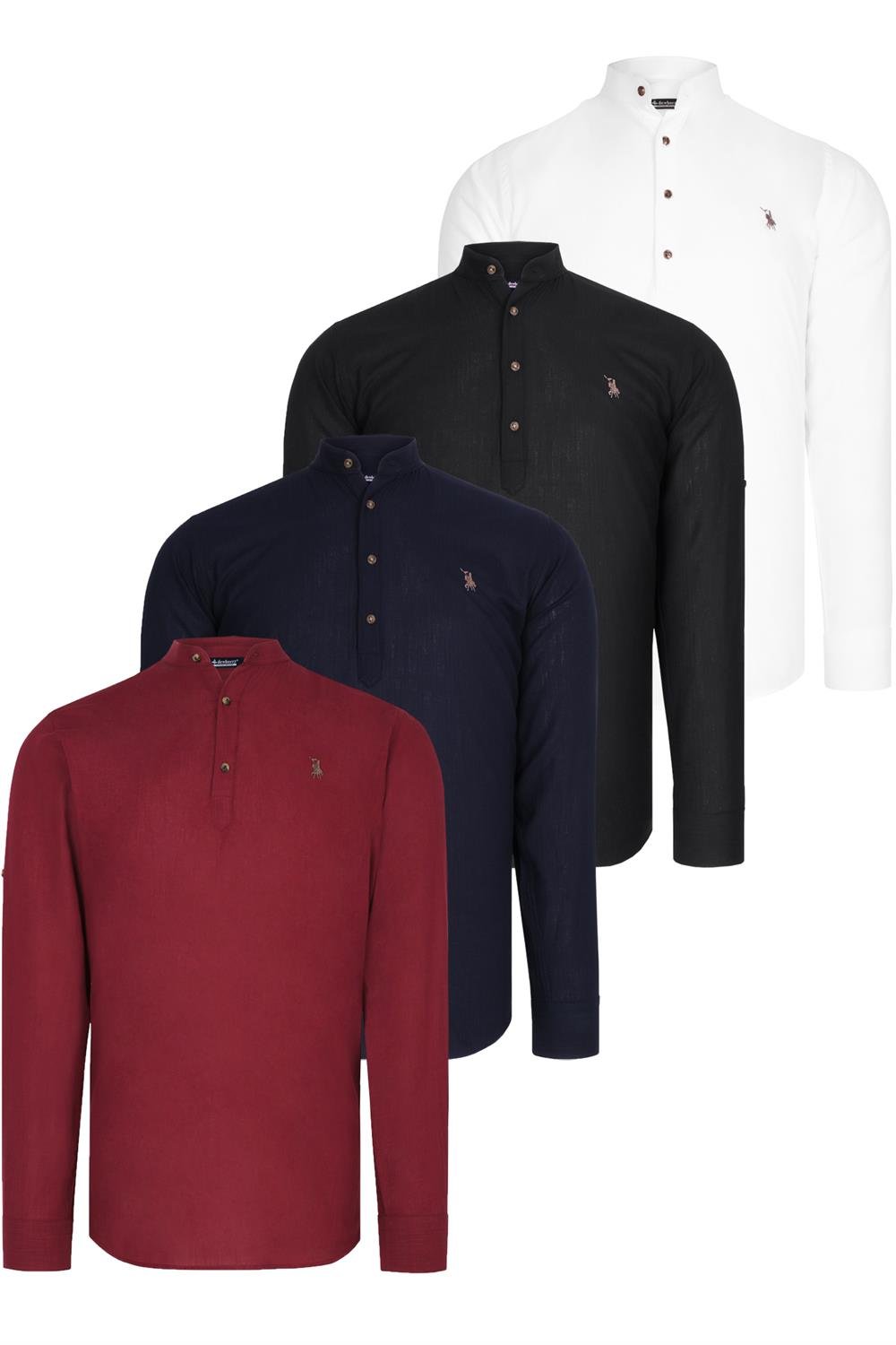 DÖRTLÜ SET G783 DEWBERRY HAKİM YAKA GÖMLEK-SİYAH-BEYAZ-LACİVERT-BORDO
