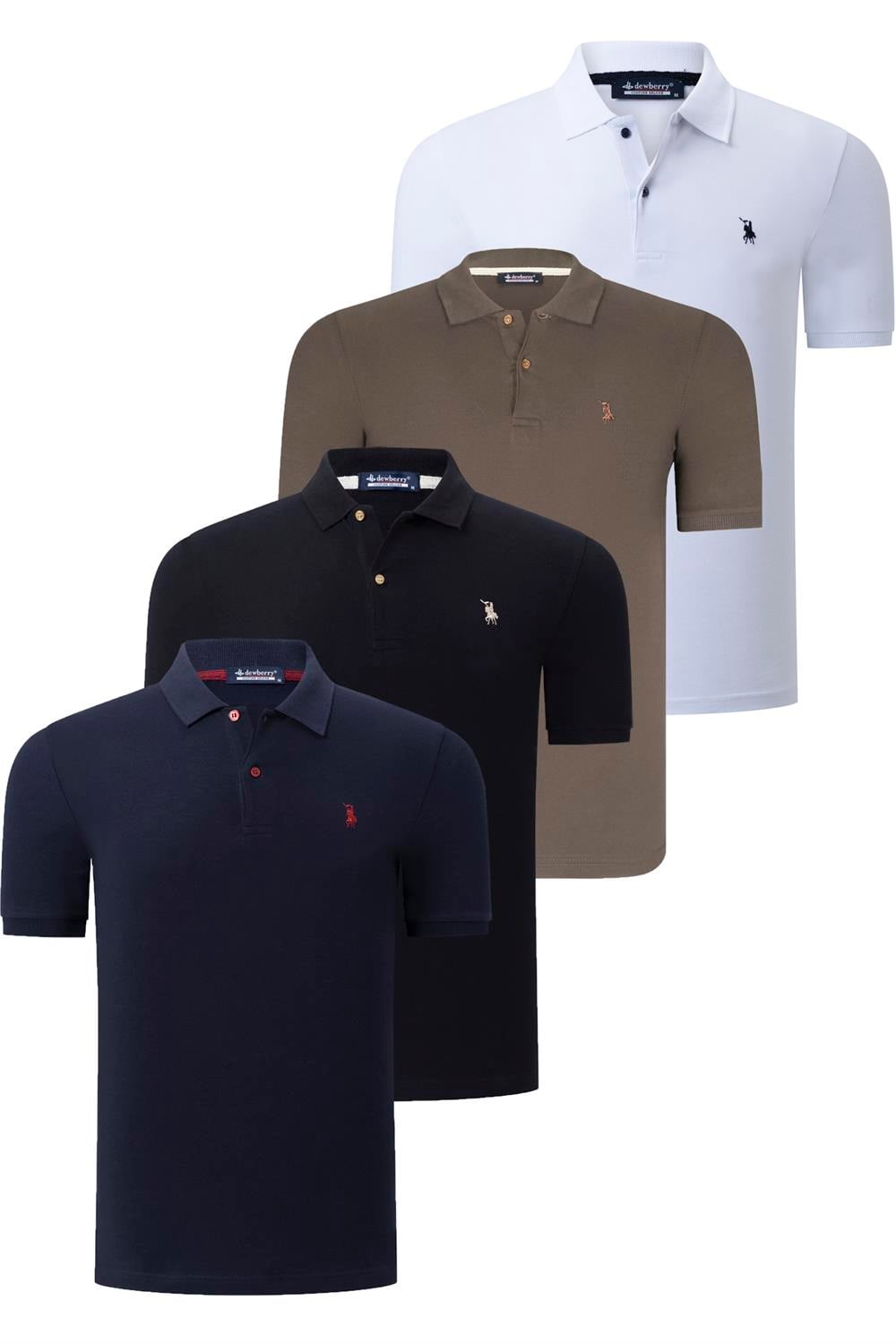 DÖRTLÜ SET T8561 DEWBERRY ERKEK T-SHIRT-SİYAH-BEYAZ-LACİVERT-YEŞİL