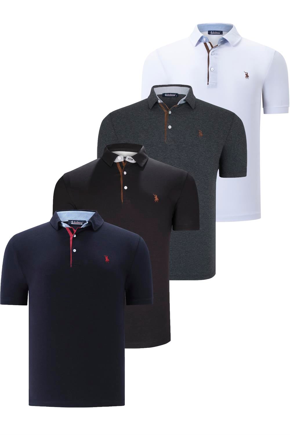 DÖRTLÜ SET T8582 DEWBERRY ERKEK T-SHIRT-SİYAH-ANTRASİT-LACİVERT-BEYAZ
