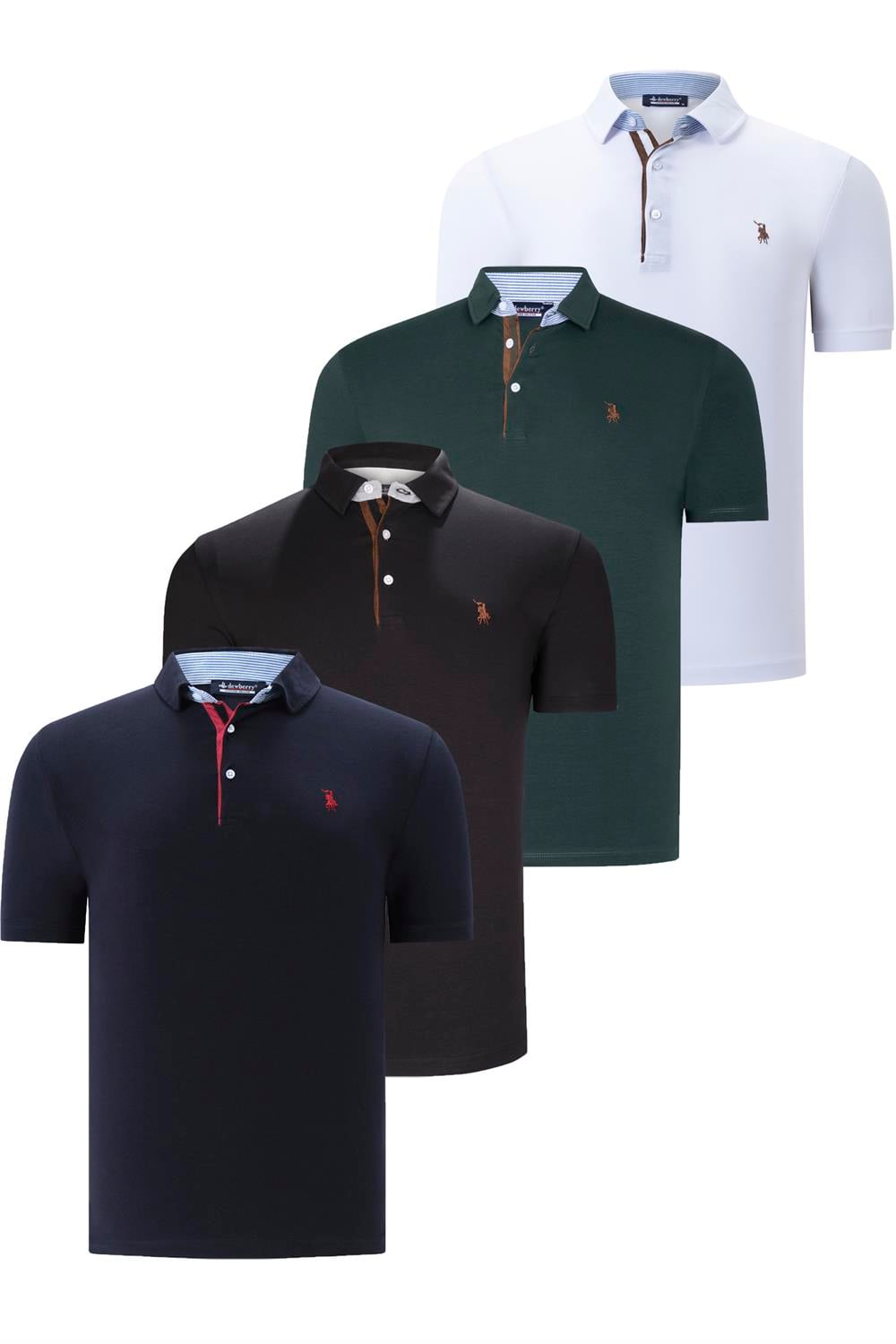 DÖRTLÜ SET T8582 DEWBERRY ERKEK T-SHIRT-SİYAH-BEYAZ-LACİVERT-YEŞİL