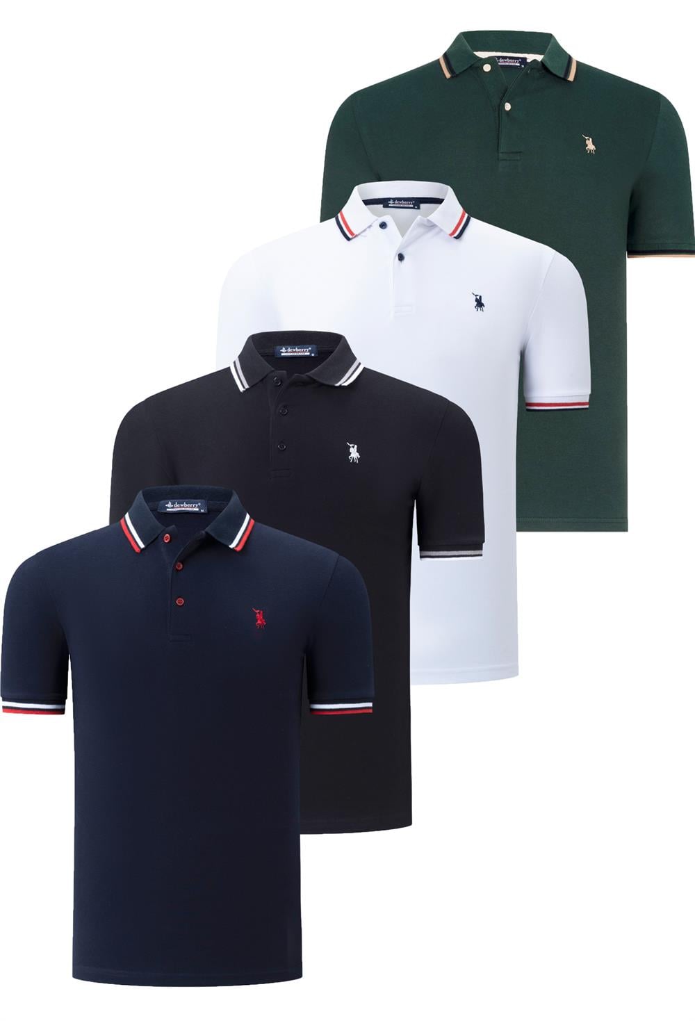 DÖRTLÜ SET T8594 DEWBERRY ERKEK T-SHIRT-SİYAH-BEYAZ-LACİVERT-NEFTİ