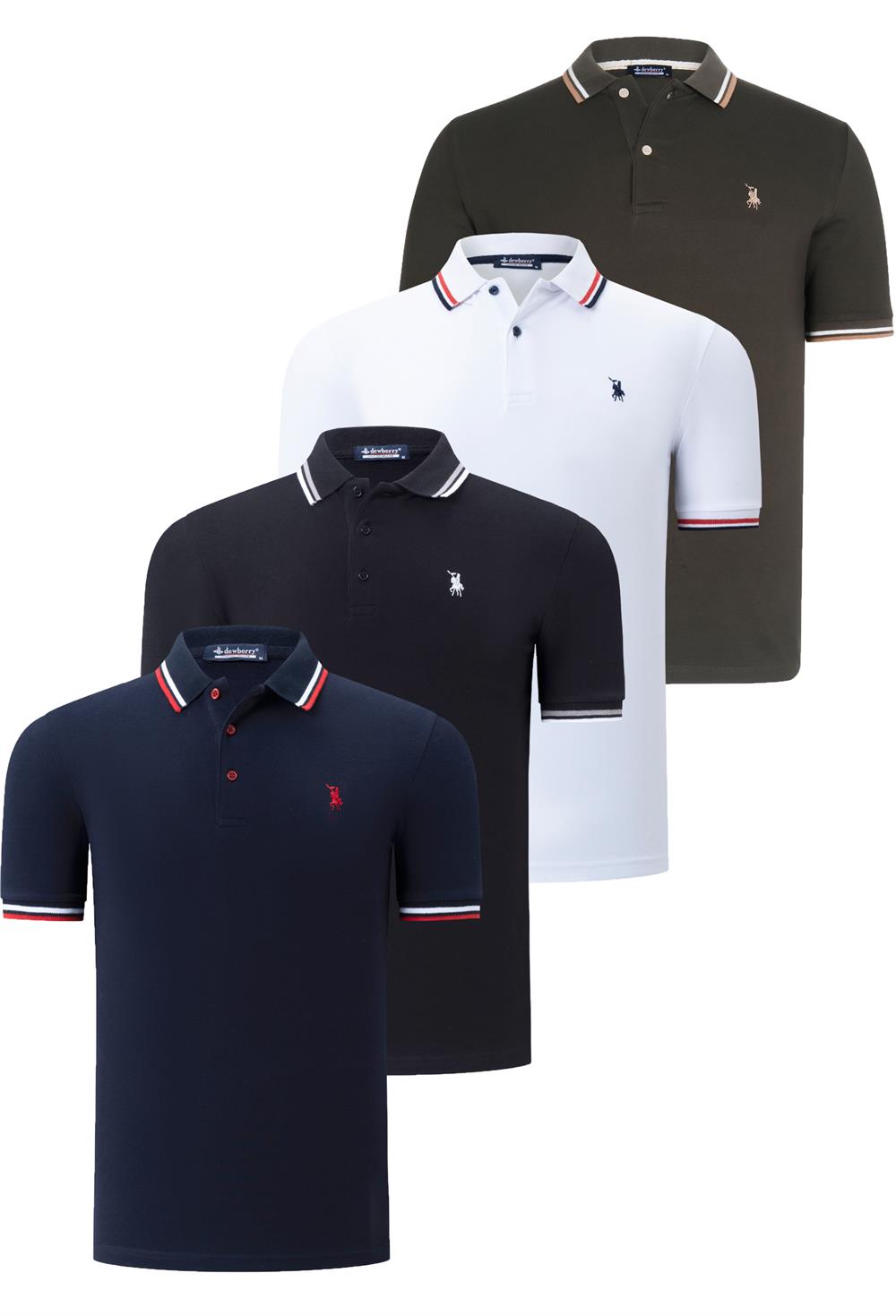 DÖRTLÜ SET T8594 DEWBERRY ERKEK T-SHIRT-SİYAH-BEYAZ-LACİVERT-HAKİ