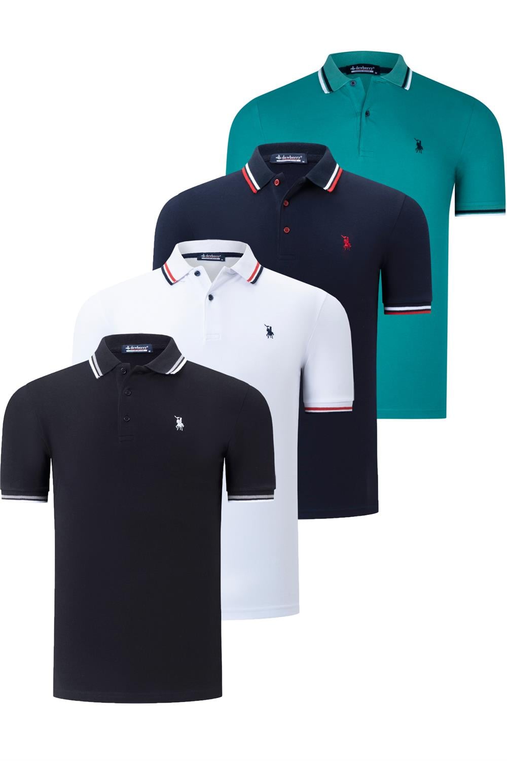 DÖRTLÜ SET T8594 DEWBERRY ERKEK T-SHIRT-SİYAH-BEYAZ-LACİVERT-YEŞİL