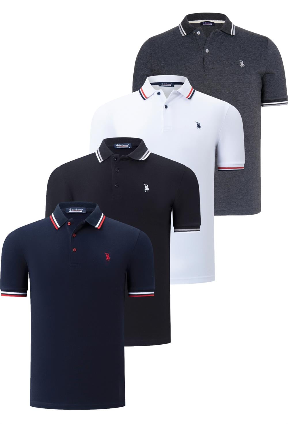 DÖRTLÜ SET T8594 DEWBERRY ERKEK T-SHIRT-SİYAH-BEYAZ-LACİVERT-ANTRASİT