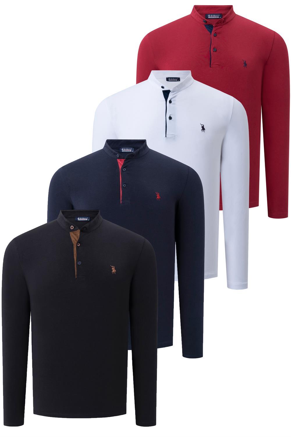 DÖRTLÜ SET V4009 DEWBERRY ERKEK SWEATSHIRT-SİYAH-BEYAZ-LACİVERT-BORDO