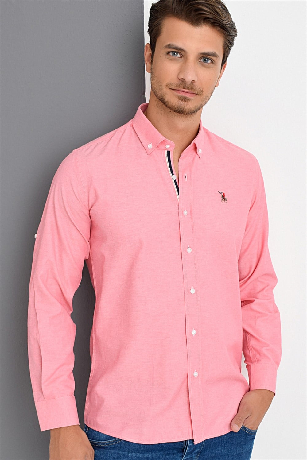G674 DEWBERRY ERKEK GÖMLEK-PEMBE