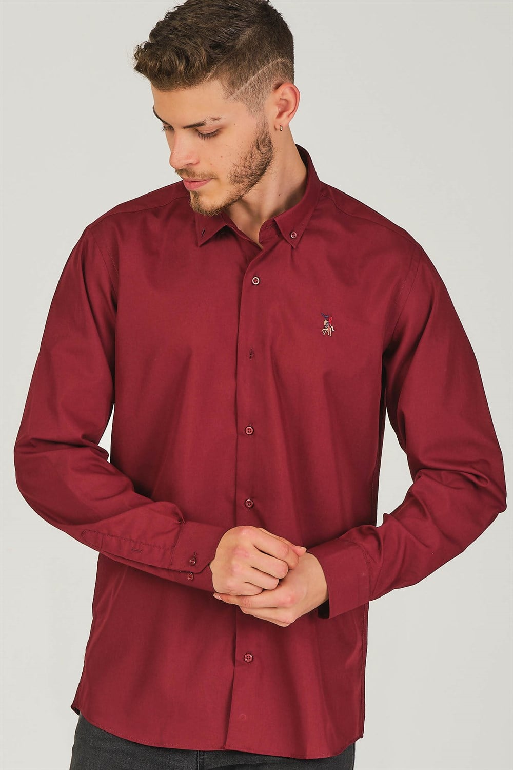 G725 DEWBERRY ERKEK GÖMLEK-KOYU BORDO