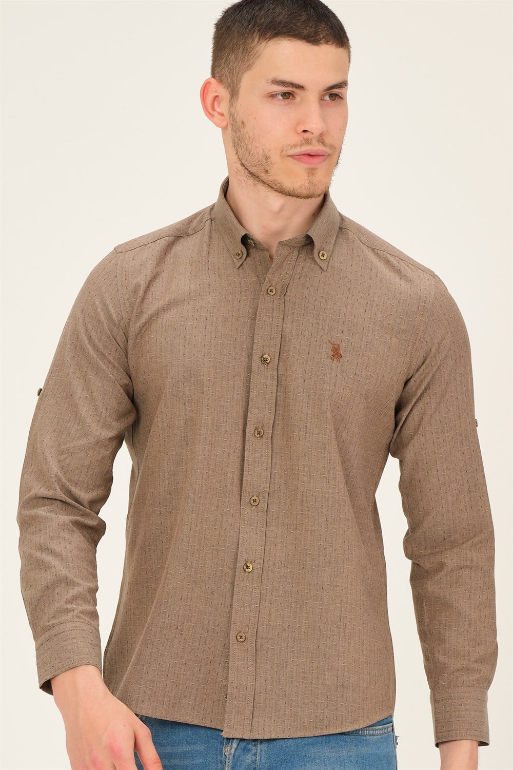 G765 DEWBERRY ERKEK GÖMLEK-KAHVE