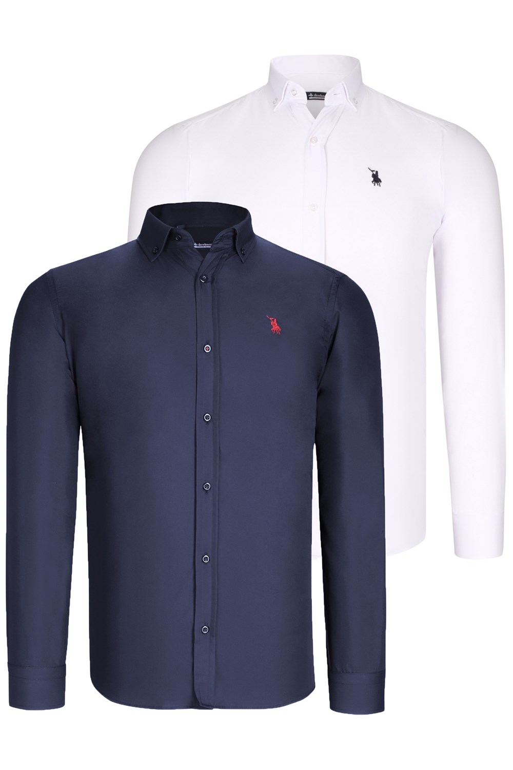 İKİLİ SET G725 DEWBERRY ERKEK GÖMLEK-BEYAZ-LACİVERT