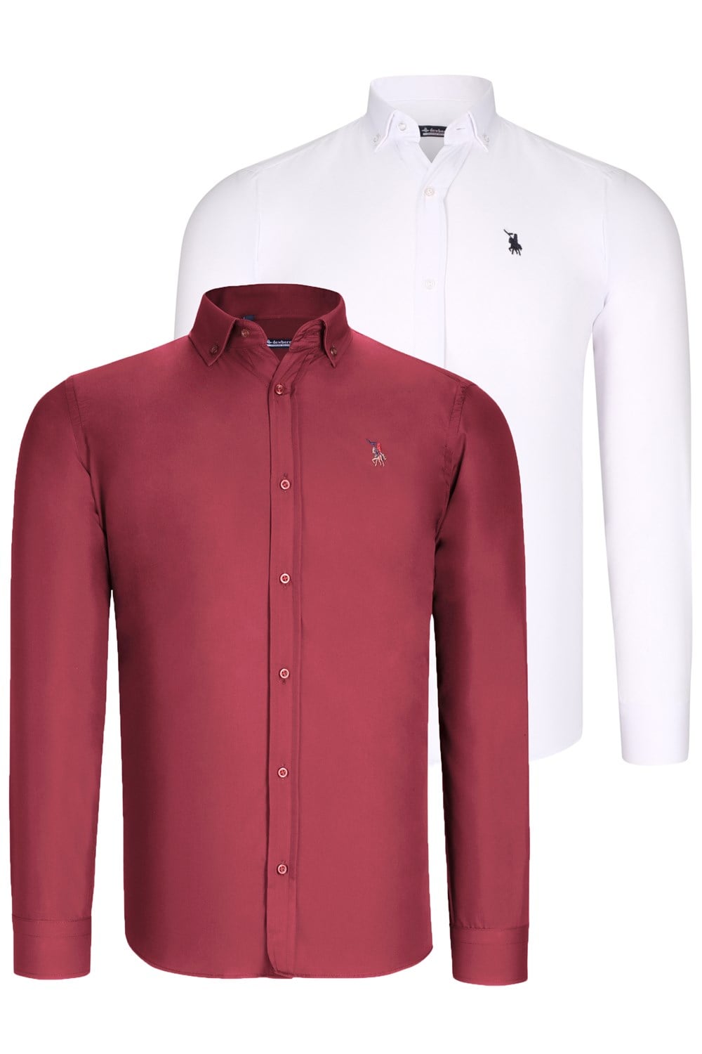 İKİLİ SET G725 DEWBERRY ERKEK GÖMLEK-BEYAZ-BORDO