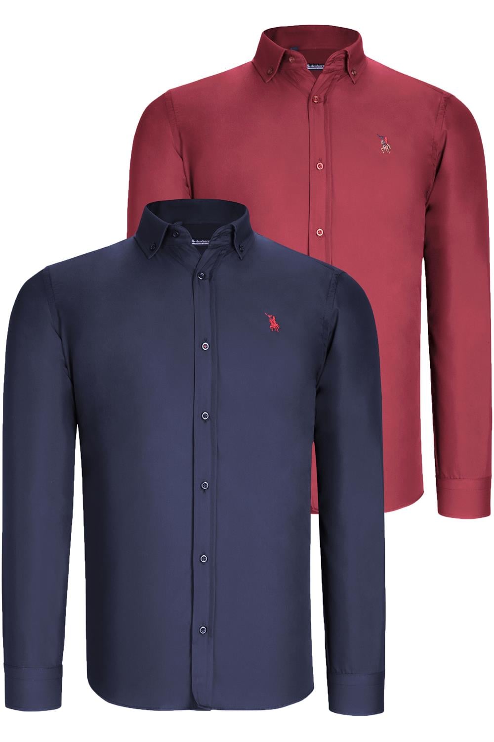 İKİLİ SET G725 DEWBERRY ERKEK GÖMLEK-LACİVERT- BORDO