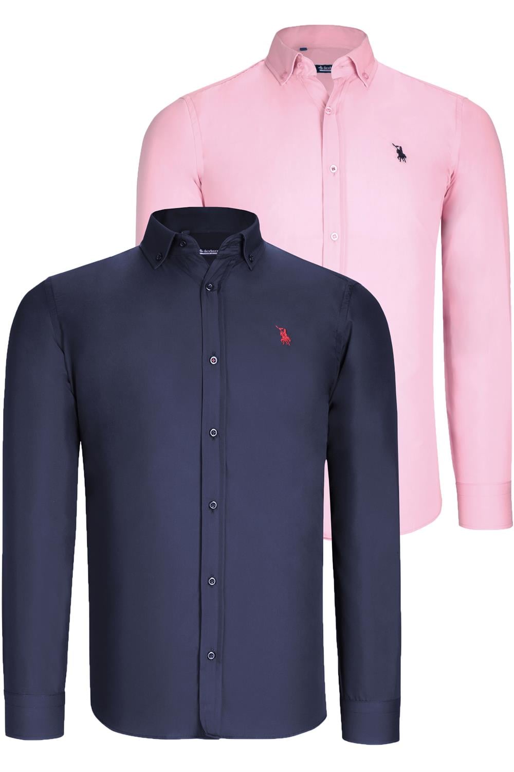 İKİLİ SET G725 DEWBERRY ERKEK GÖMLEK-LACİVERT-PEMBE