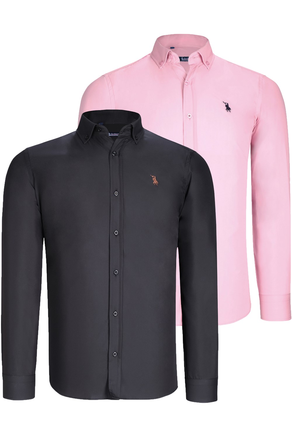 İKİLİ SET G725 DEWBERRY ERKEK GÖMLEK-SİYAH-PEMBE