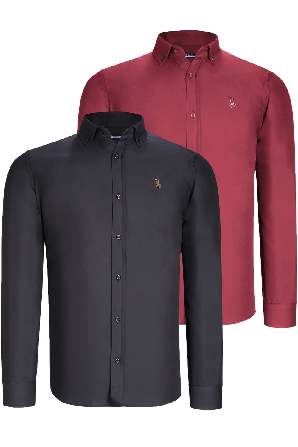 İKİLİ SET G725 DEWBERRY ERKEK GÖMLEK-SİYAH-BORDO